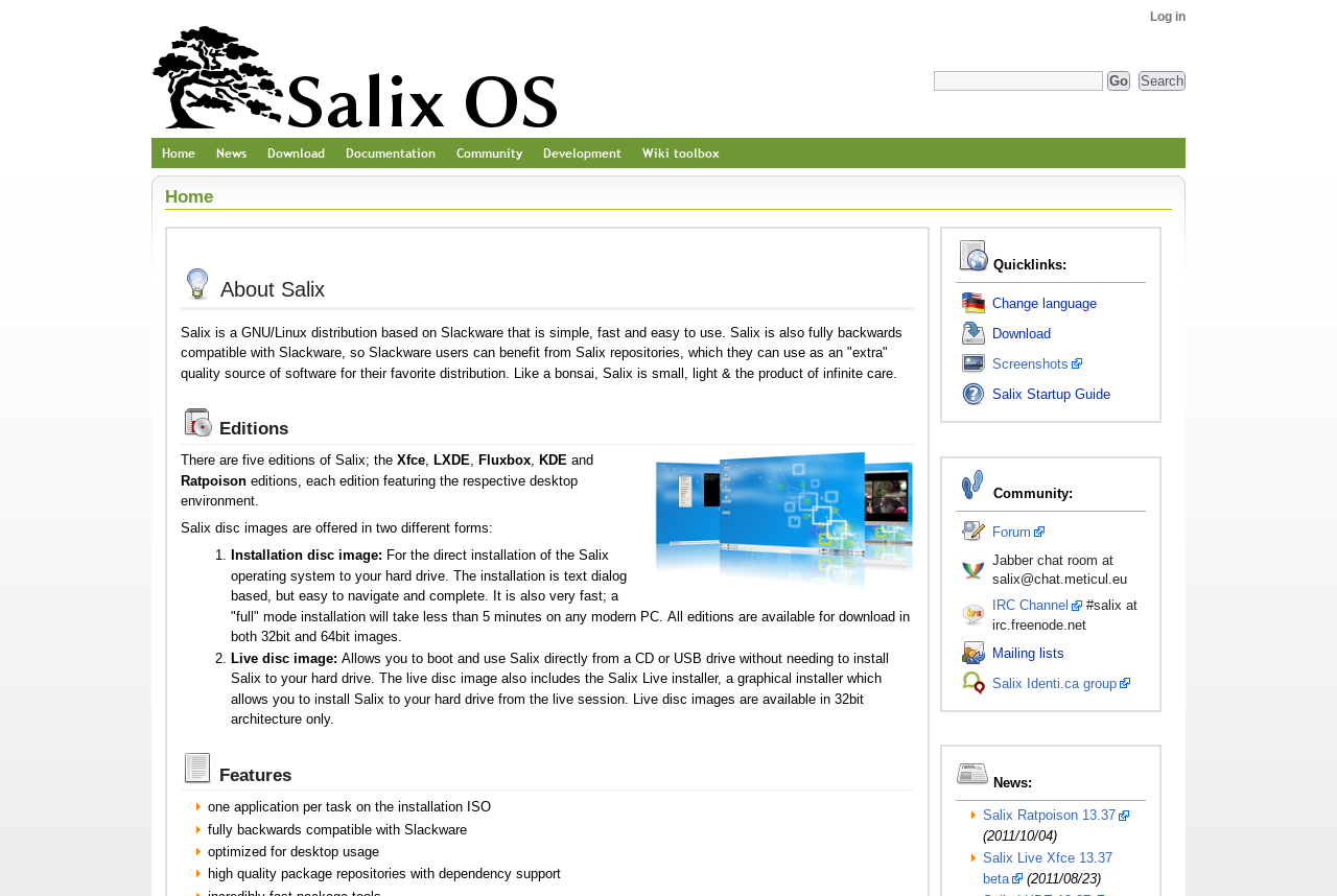 One of the first incarnations of the salixos.org main page using MediaWiki