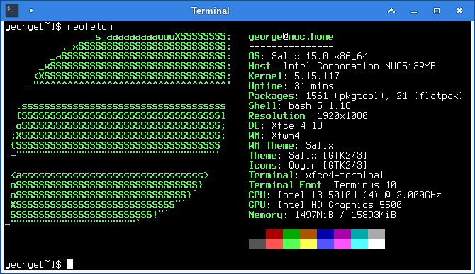 neofetch identifying as Salix