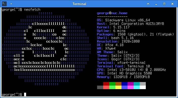 neofetch identifying as Slackware